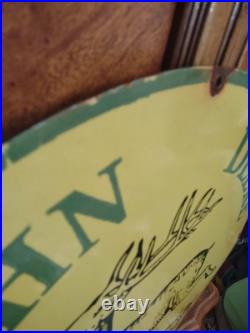 Vintage Large John Deere 30 Porcelain Sign Farming Tractor Dealer Sales Service