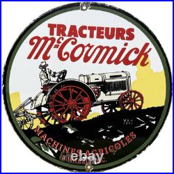 Vintage Mccormick Tractors Porcelain Dealer Sign Gasoline Gas Oil Ih John Deere