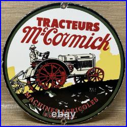 Vintage Mccormick Tractors Porcelain Dealer Sign Gasoline Gas Oil Ih John Deere