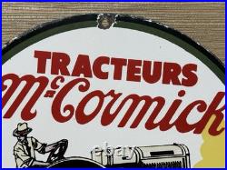 Vintage Mccormick Tractors Porcelain Dealer Sign Gasoline Gas Oil Ih John Deere