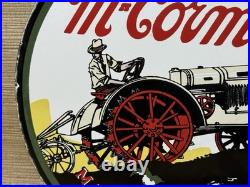 Vintage Mccormick Tractors Porcelain Dealer Sign Gasoline Gas Oil Ih John Deere