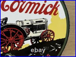 Vintage Mccormick Tractors Porcelain Dealer Sign Gasoline Gas Oil Ih John Deere