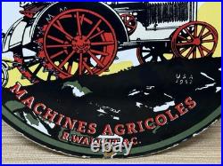 Vintage Mccormick Tractors Porcelain Dealer Sign Gasoline Gas Oil Ih John Deere