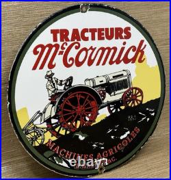 Vintage Mccormick Tractors Porcelain Dealer Sign Gasoline Gas Oil Ih John Deere
