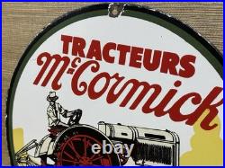Vintage Mccormick Tractors Porcelain Dealer Sign Gasoline Gas Oil Ih John Deere