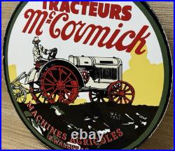 Vintage Mccormick Tractors Porcelain Dealer Sign Gasoline Gas Oil Ih John Deere