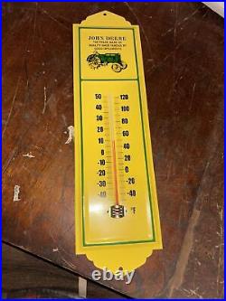 Vintage Metal John Deere JD Farm Equipment Advertising Thermometer