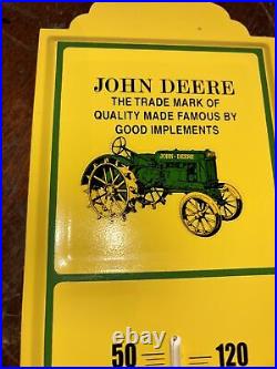 Vintage Metal John Deere JD Farm Equipment Advertising Thermometer