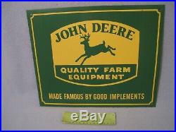 Vintage Metal John Deere Quality Farm Equipment Sign 15 x 12
