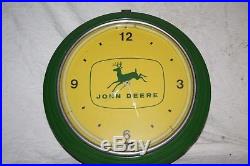 Vintage Metal Neon Green John Deere 4 Legged Deer Clock