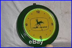 Vintage Metal Neon Green John Deere 4 Legged Deer Clock