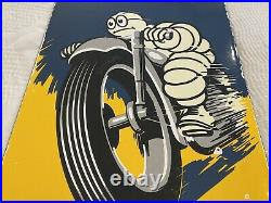 Vintage Michelin Motorcycle Tires Porcelain Sign Gas Oil Continental Goodyear