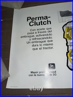 Vintage NOS 1973 John Deere Tractor Poster Sign Spanish Perma Clutch Promotion