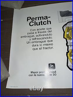 Vintage NOS 1973 John Deere Tractor Poster Sign Spanish Perma Clutch Promotion