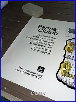 Vintage NOS 1973 John Deere Tractor Poster Sign Spanish Perma Clutch Promotion