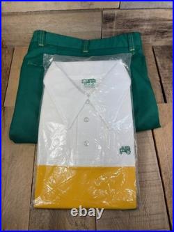 Vintage NOS John Deere Unopened Uniform Polo Shirt Green Yellow White with Pants
