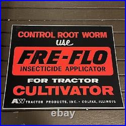 Vintage NOS Sign Control Root Worm Use Fee-Flo Insecticide Applicator Colfax ILL