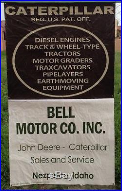 Vintage Nezperce Idaho John Deere Caterpillar Tractor Display Sales Banner Sign
