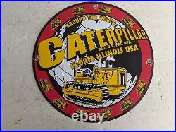 Vintage Old Caterpillar John Deere Sales Service Tractor Metal Porcelain Sign