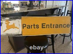 Vintage Old John Deere Heavy Equipment Embossed Parts Entrance Metal Sign