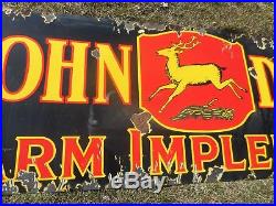 Vintage Orig JOHN DEERE JD Farm Tractor 4 Legged Deer Porcelain Advertising SIGN