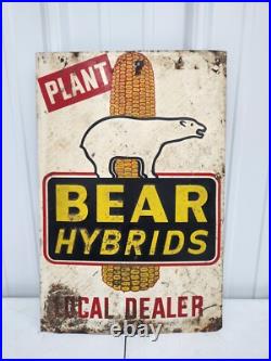Vintage Original Bear Seed Corn Sign Farm Feed Tractor John Deere Case IH Vintage Original Bear Seed Corn Sign Farm Feed Tractor John Deere Case IH