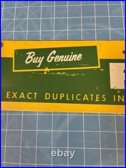 Vintage Original Genuine John Deere Dealer Parts Metal Sign from the 1950's 28x5
