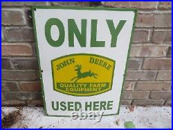 Vintage Original Heavy Porcelain Sign John Deere Farm Agricultural 24 by 18