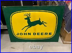 Vintage Original John Deere Dealer Metal Sign FARM FEED SEED GAS OIL COLA 58x42