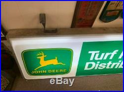 Vintage Original John Deere Farm Tractor Turf Dealer Light Up Sign GAS OIL COLA