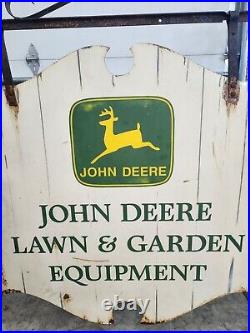 Vintage Original John Deere Lawn & Garden Equipment Sign Tractor Farm Feed Seed