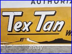 Vintage Original Tex Tan Western Leather Co. Sign Farm Feed Seed John Deere