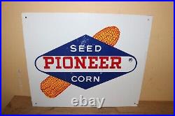 Vintage Pioneer Seed Corn Farm John Deere IH Tractor 18 Metal Sign