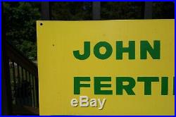 Vintage Porcelain John Deere Fertilizer Sign Euc Barn Find