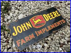 Vintage Porcelain John Deere Sign USA Oil Gas Pump Farm Implements Tractor Deer