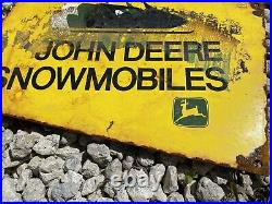Vintage Porcelain John Deere Snowmobile Sign Oil Gas Snow Machine Farm Tractor