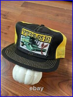 Vintage RARE John Deere TITAN Combine K Brand Mesh Trucker Hat Tractor Farm