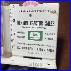 Vintage Rare 4 Legged John Deere Renton Tractor Combine Rain Gauge Tin Sign