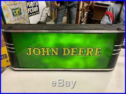 Vintage Rare John Deere Lighted Sign FARM GAS OIL COLA FEED SEED 25 X 11