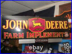 Vintage Rare John Deere Porcelain Sign Huge 3ft Quality Farm Tractor Equipment