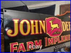 Vintage Rare John Deere Porcelain Sign Huge 3ft Quality Farm Tractor Equipment