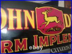 Vintage Rare John Deere Porcelain Sign Huge 3ft Quality Farm Tractor Equipment