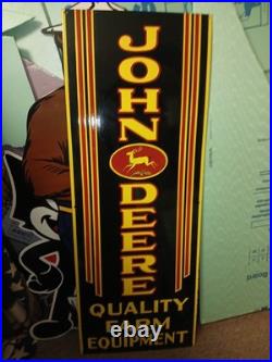 Vintage Rare John Deere Porcelain Sign Huge 4ft Quality Farm Tractor Equipment