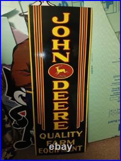 Vintage Rare John Deere Porcelain Sign Huge 4ft Quality Farm Tractor Equipment
