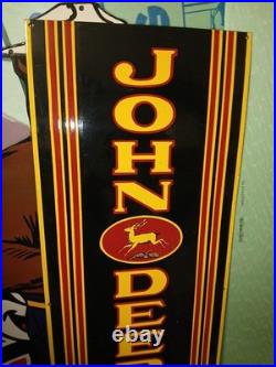 Vintage Rare John Deere Porcelain Sign Huge 4ft Quality Farm Tractor Equipment