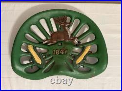 Vintage Retro Cast Iron John Deere Tractor Seat 1847 Corn on the Cob Farm Sign