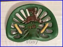Vintage Retro Cast Iron John Deere Tractor Seat 1847 Corn on the Cob Farm Sign