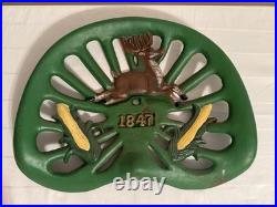 Vintage Retro Cast Iron John Deere Tractor Seat 1847 Corn on the Cob Farm Sign