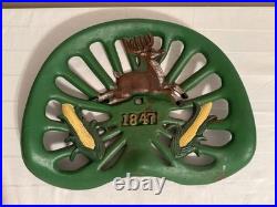 Vintage Retro Cast Iron John Deere Tractor Seat 1847 Corn on the Cob Farm Sign