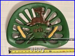 Vintage Retro Cast Iron John Deere Tractor Seat 1847 Corn on the Cob Farm Sign